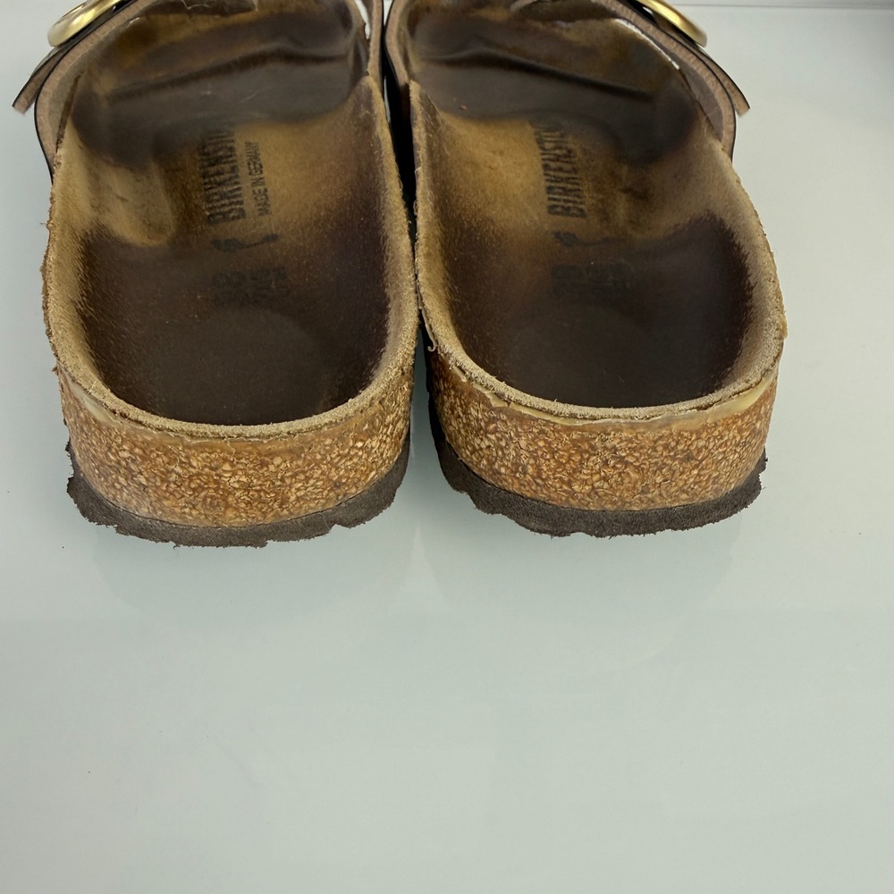 Revolve Birkenstock Madrid Big Buckle Women 38 Taupe Metallic Slide Sandal - Picture 5 of 12